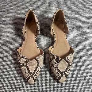 Old Navy Womens Snakeskin Print D'Orsay Pointed Toe Flats Size 8.5 Neutral Brown